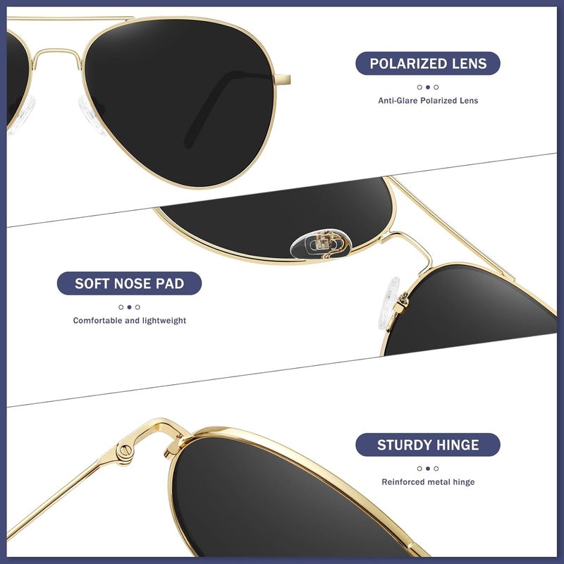 WOWSUN Classic Polarized Aviator Sunglasses for Women Men - Image 3